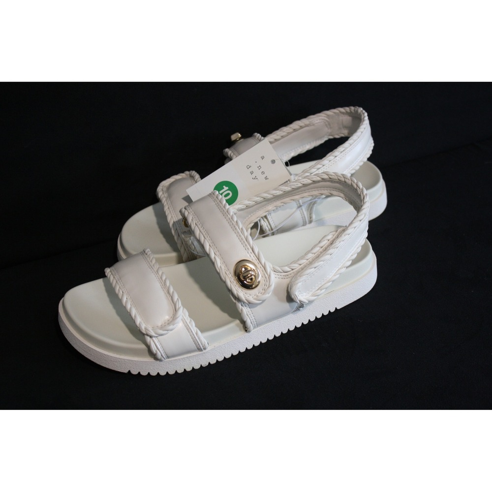 Beachy summer fisherman sandals New Day Braided Strap Womens 10‎ White Gold